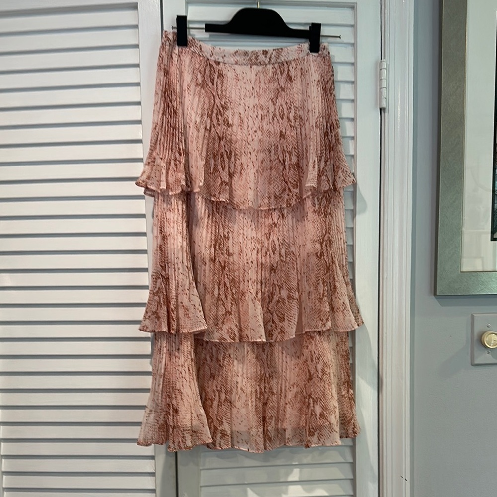 Rachel Parcell Pink Tiered Midi Skirt